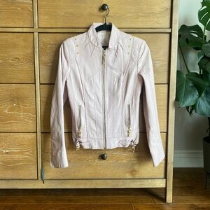 4G by GIZIA Pink Leather Jacket With Gold Zipper Detail Size 38 (US 6)